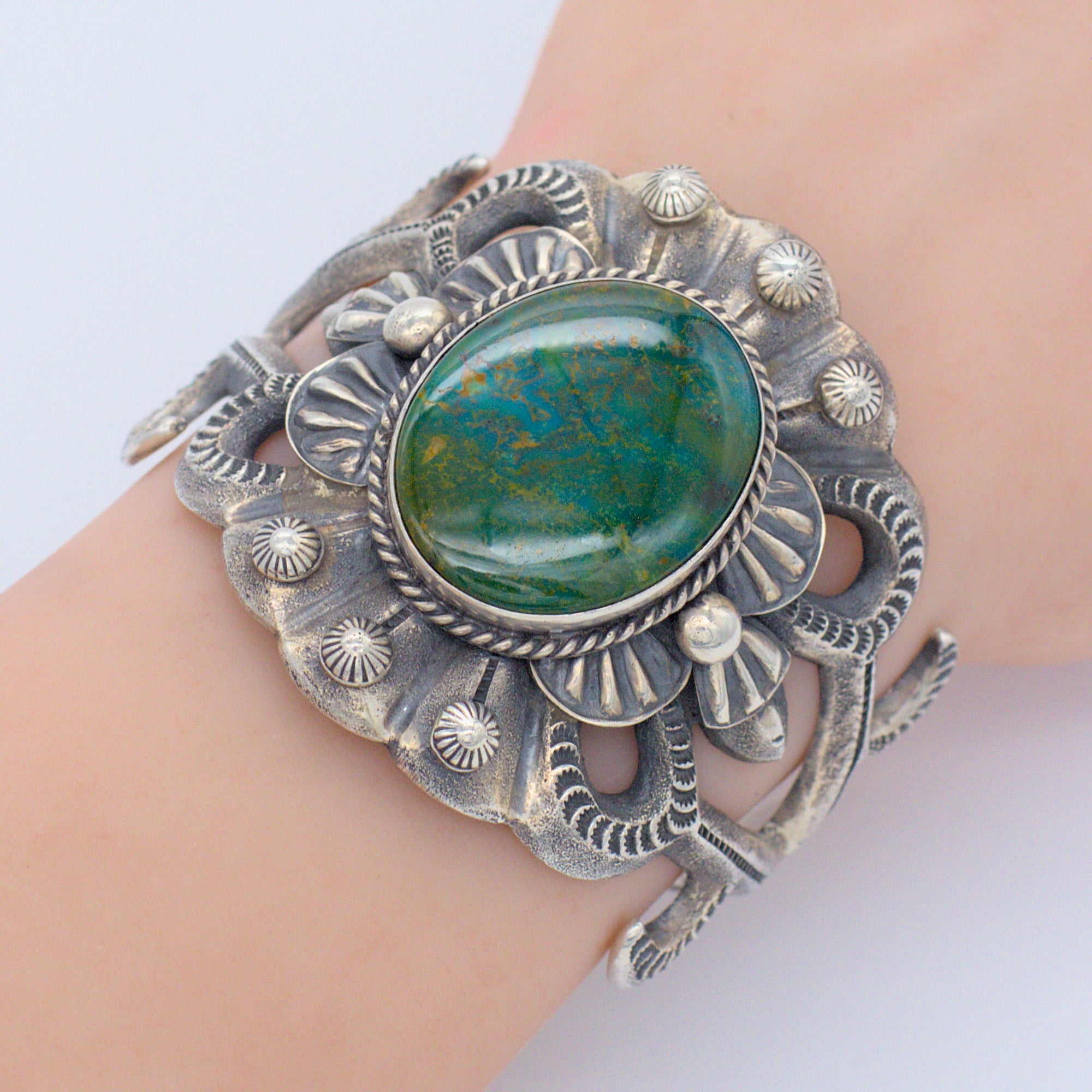 Roland Dixon Handmade Navajo Sterling Silver Turquoise Bracelet