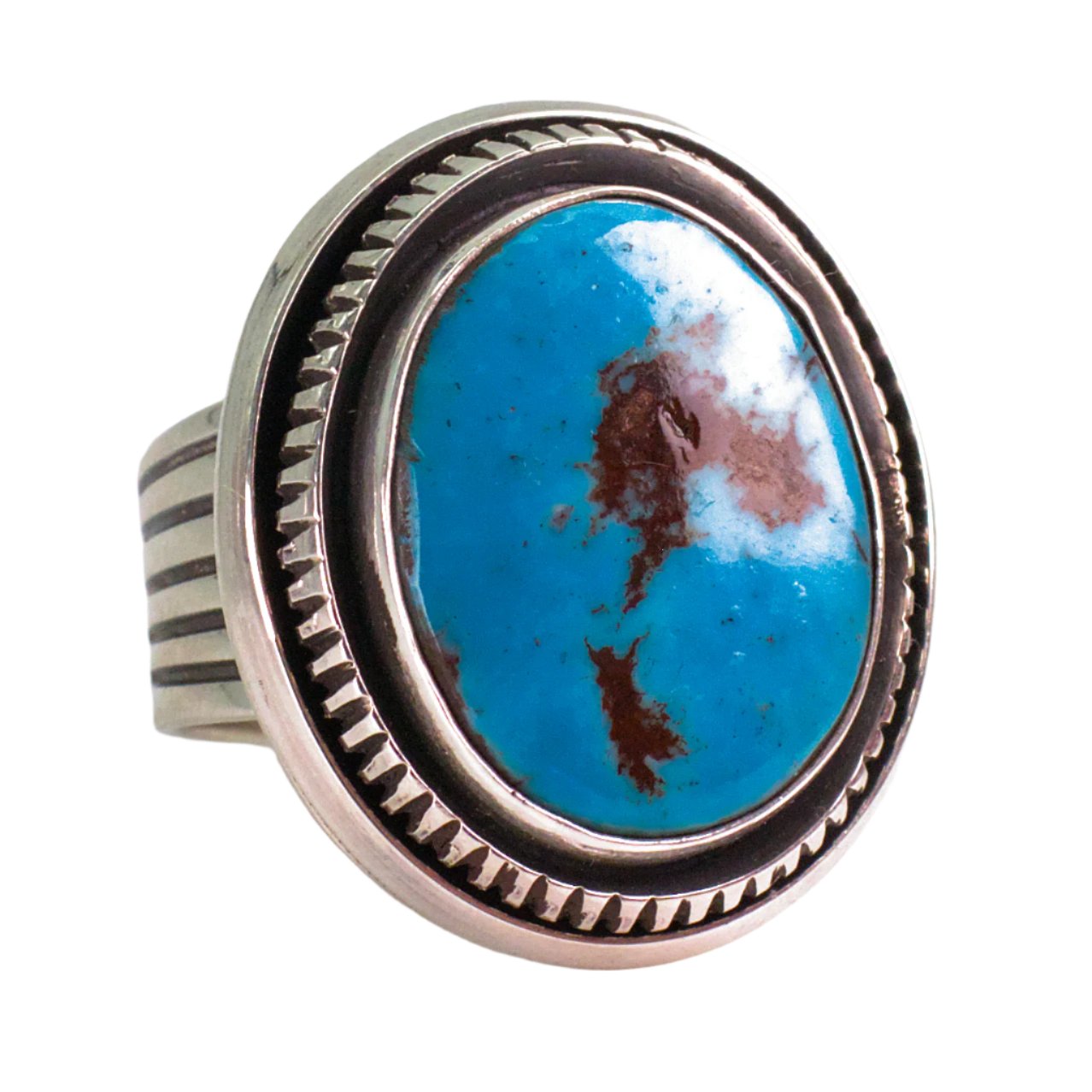 Leonard Nez Navajo Handmade Sterling Silver Turquoise Ring