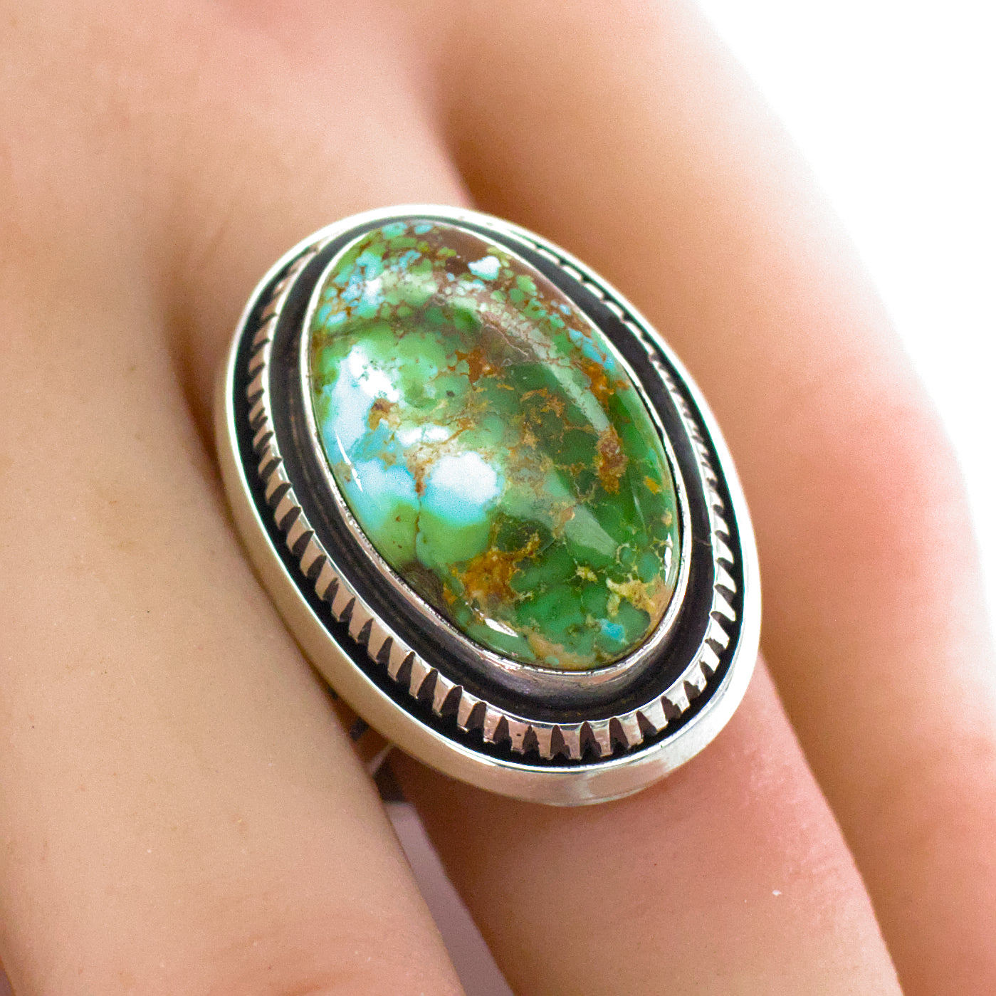 Leonard Nez Navajo Handmade Sterling Silver Turquoise Ring