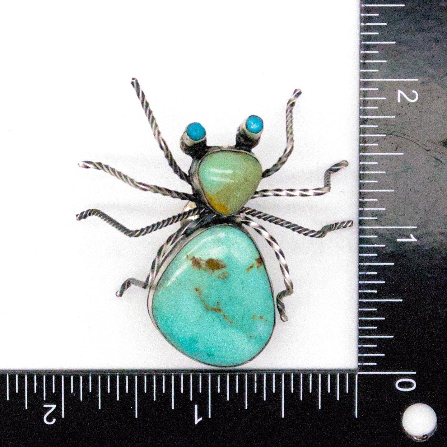 Herbert Ration Navajo Handmade 925 Sterling Silver Turquoise Spider Pin (Turquoise Eyes)