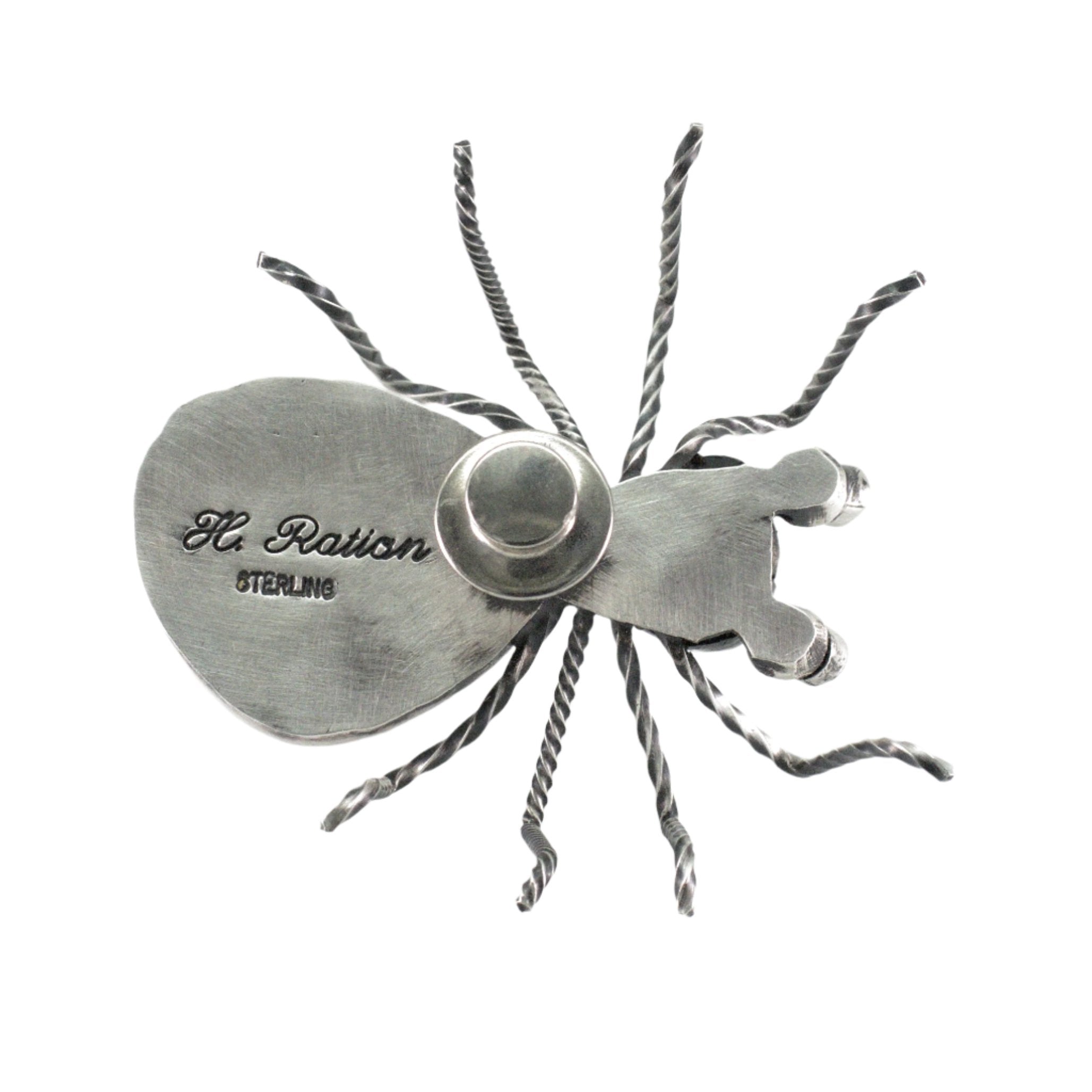 Herbert Ration Navajo Handmade 925 Sterling Silver Turquoise Spider Pin (Turquoise Eyes)