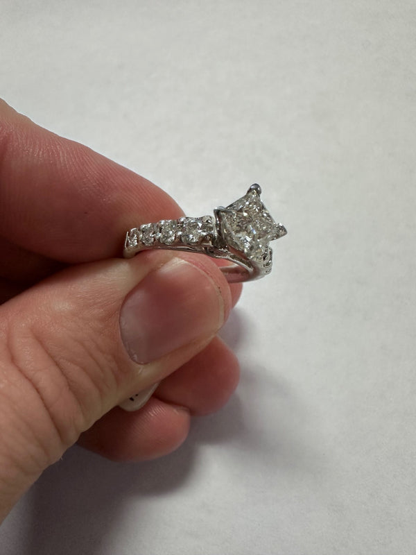 1.03ct G VS Princess Lab Diamond Ring 14KTWR .70TDW