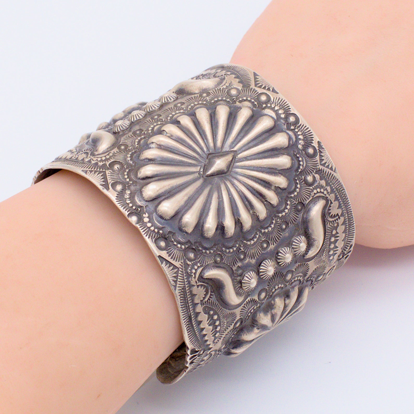 Vincent Platero Handmade Navajo Sterling Silver Repoussé Bracelet