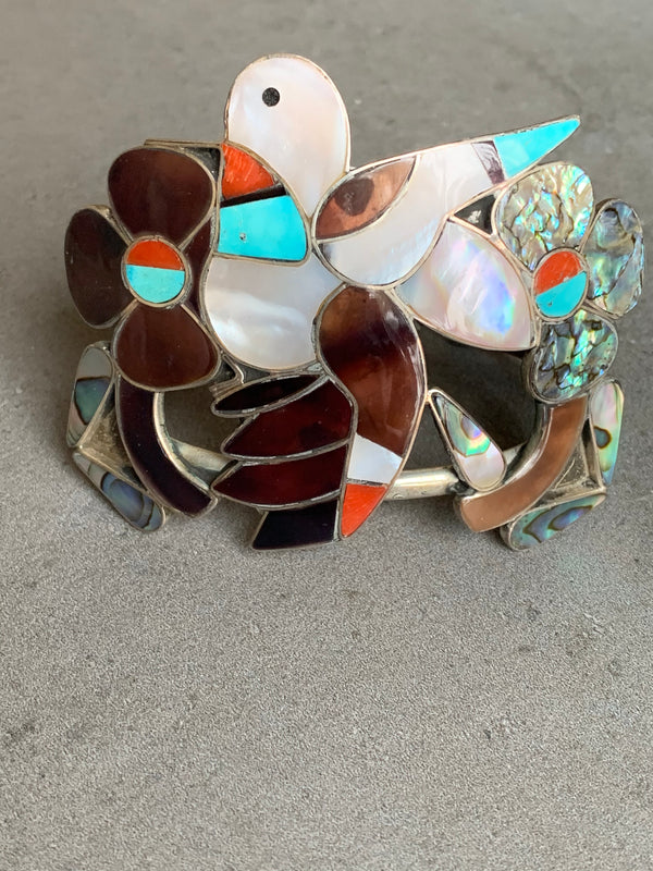 Bobby & Corrine Shack Zuni Sterling Inlay Cuff