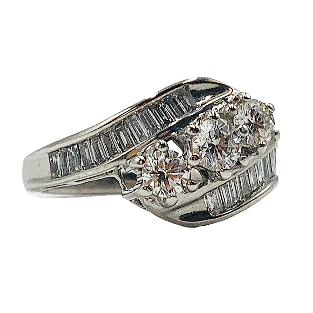 1.30 CTW three-stone diamond ring 14k white gold
