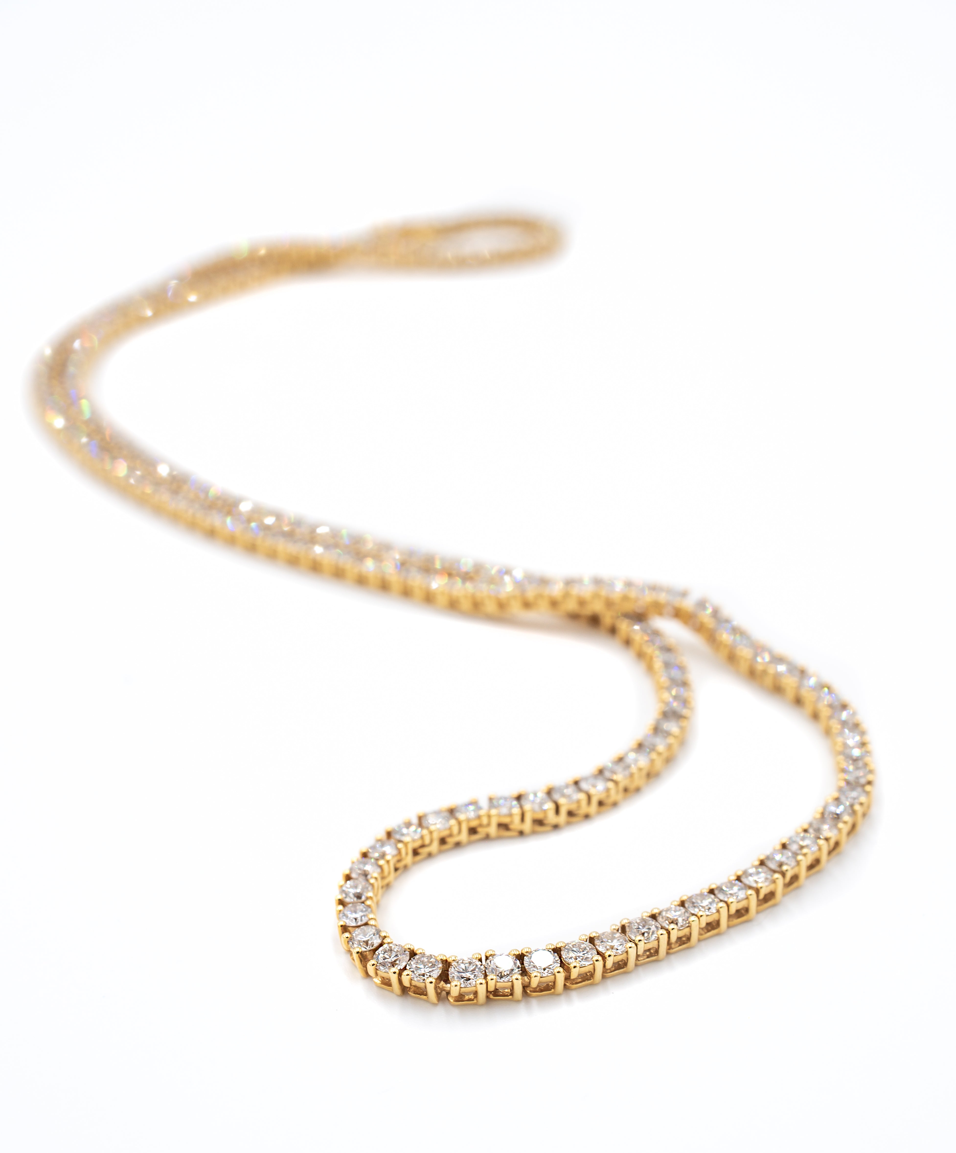22.79 ctw 14k Yellow Gold Tennis Necklace