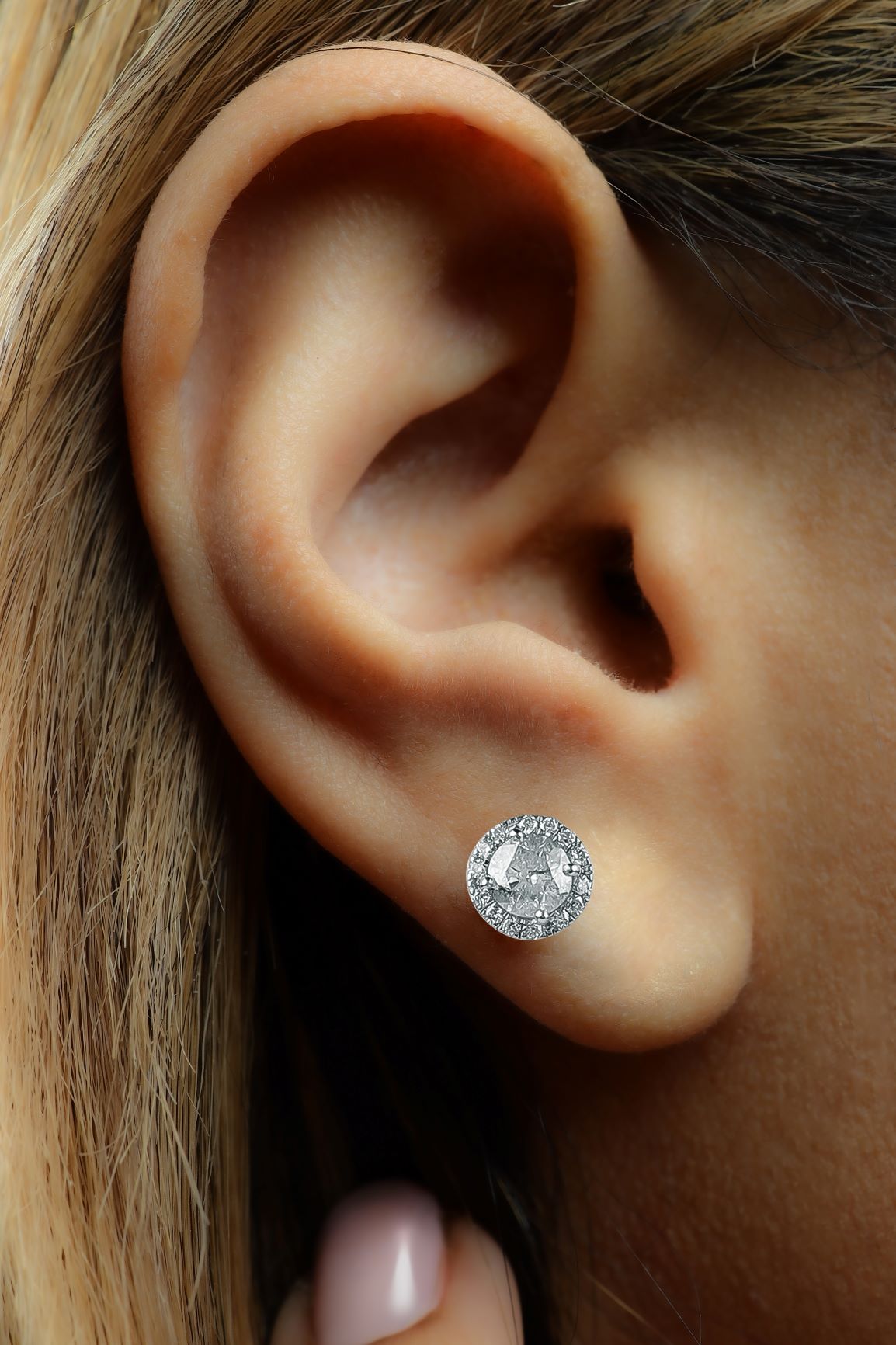 1 ctw Halo Diamond Stud Earrings