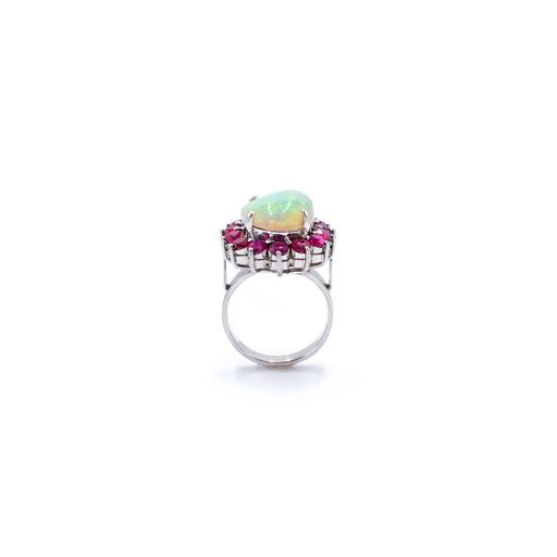5 ct Opal Cabochon and Ruby Ring