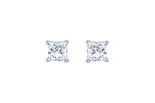 1.00 ctw Princess Cut Diamond Stud Earrings