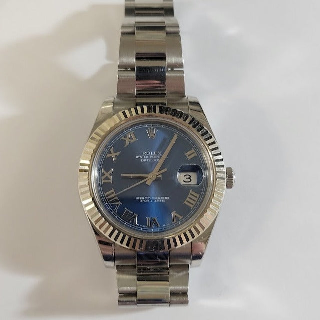 Pre-Owned Datejust II 41mm Stainless Steel Azzuro Blue dial 116334
