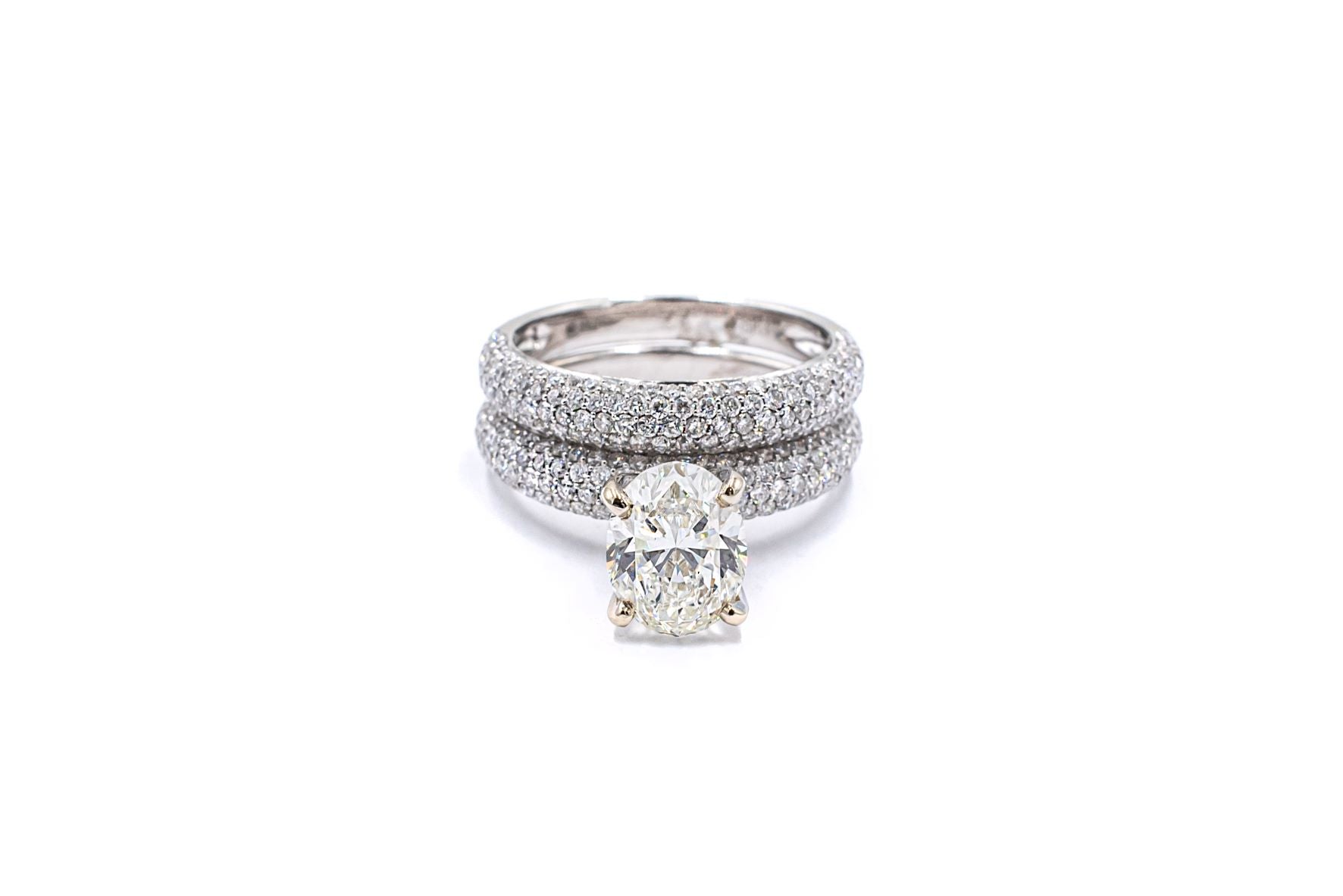 3.68 ctw Pave Diamond Wedding Set 18k White Gold
