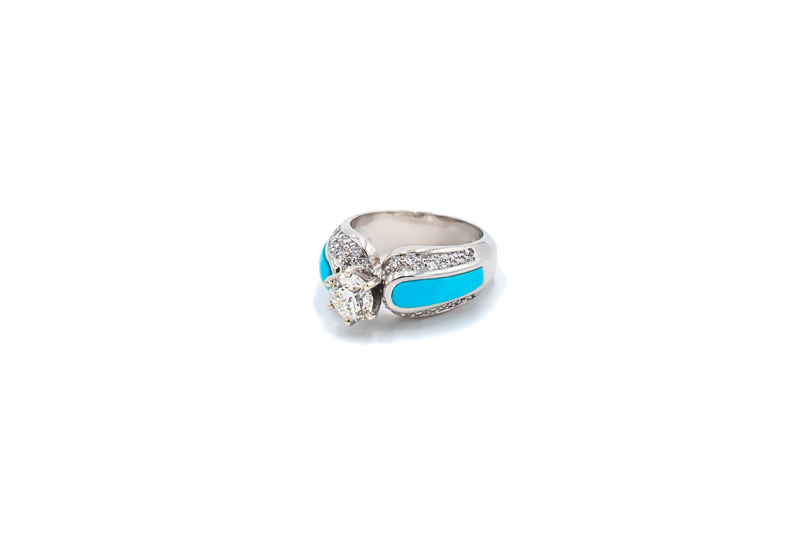 Southwestern Bridal 1.94 ctw Blue Turquoise Inlay Ring