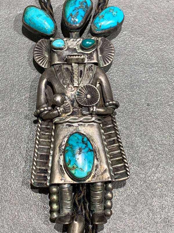 Navajo Kachina Sterling Silver Turquoise Bolo