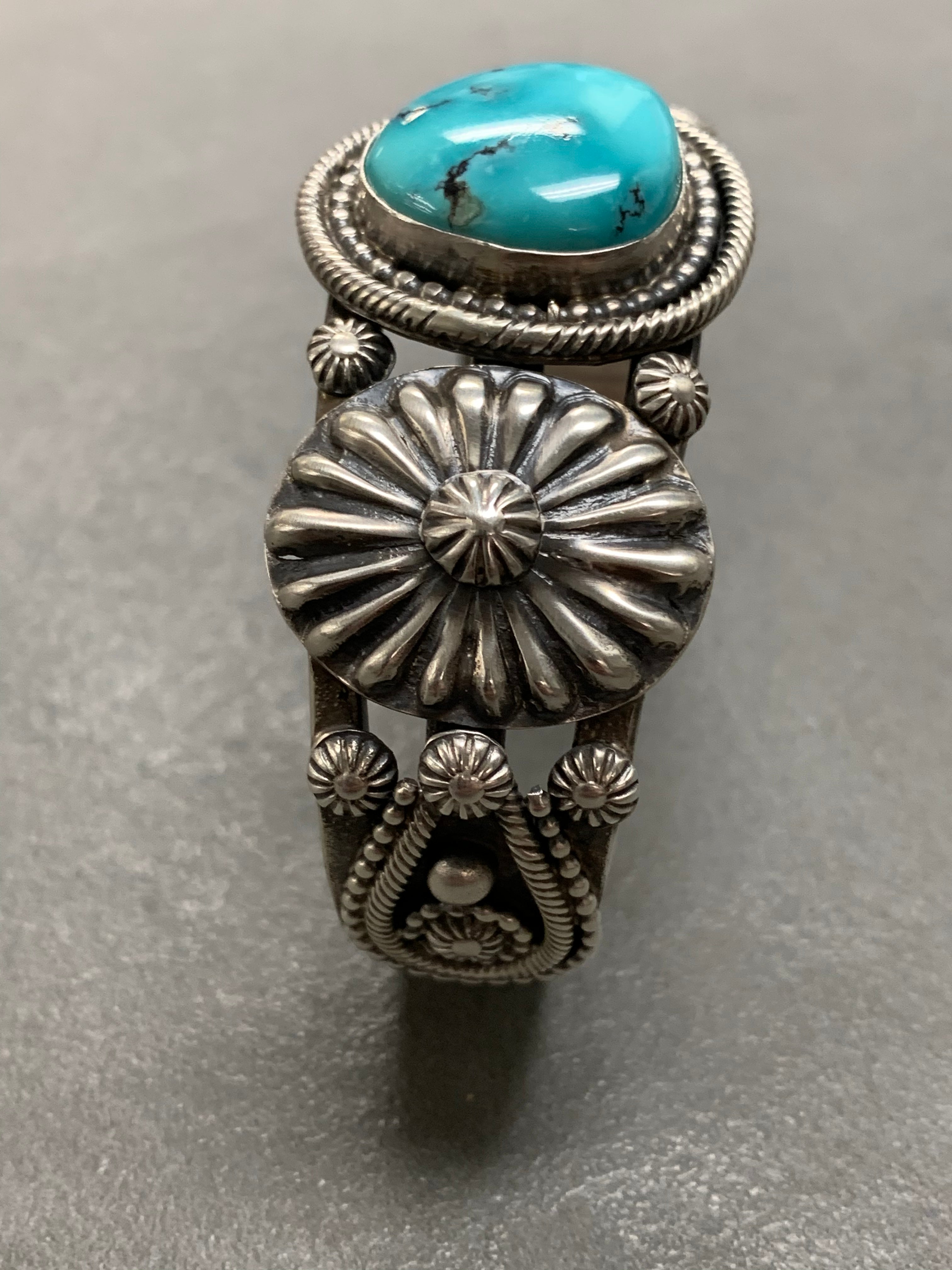 Hemerson Brown Navajo Sterling Silver Turquoise Cuff