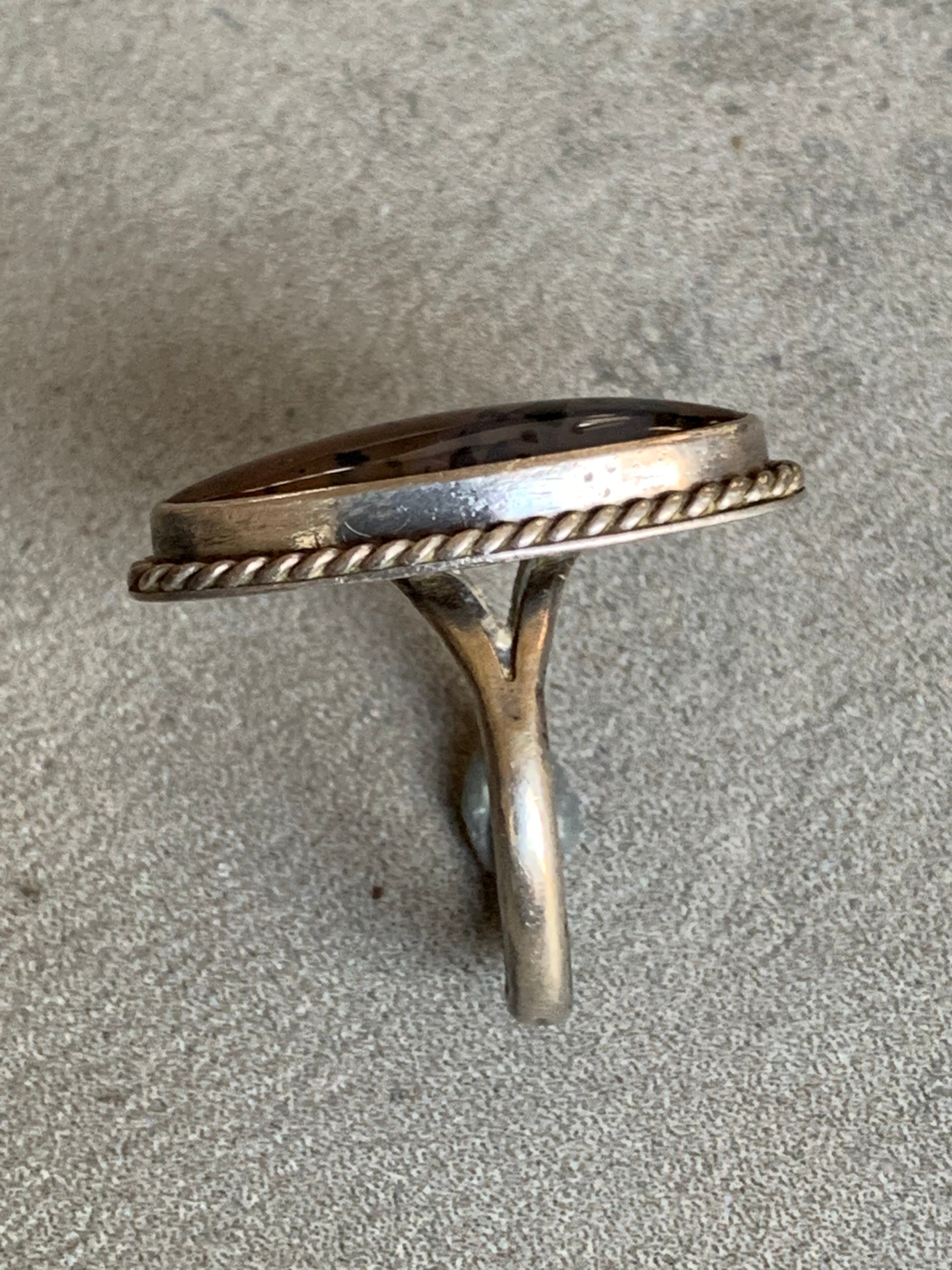 Vintage Sterling Agate Ring