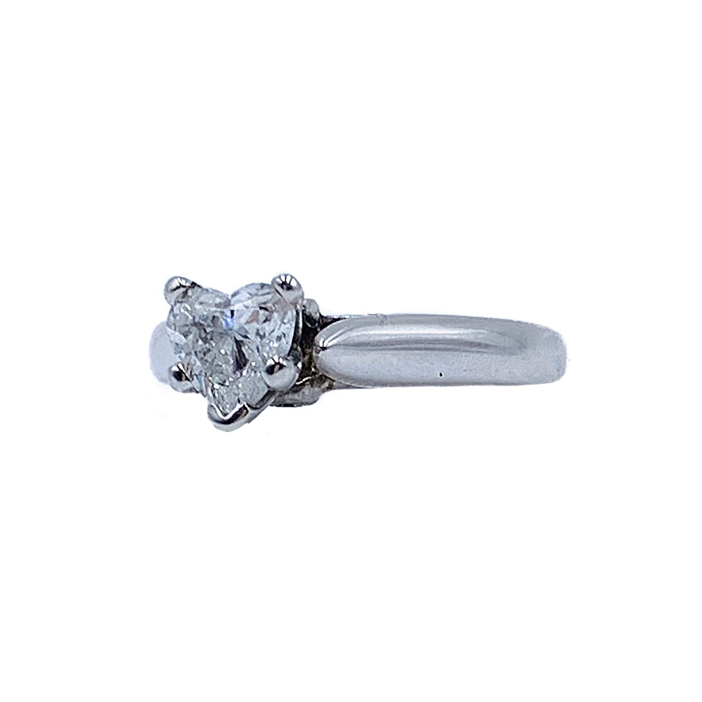 0.72 CTW 14kt white gold GIA certified heart center diamond engagement ring