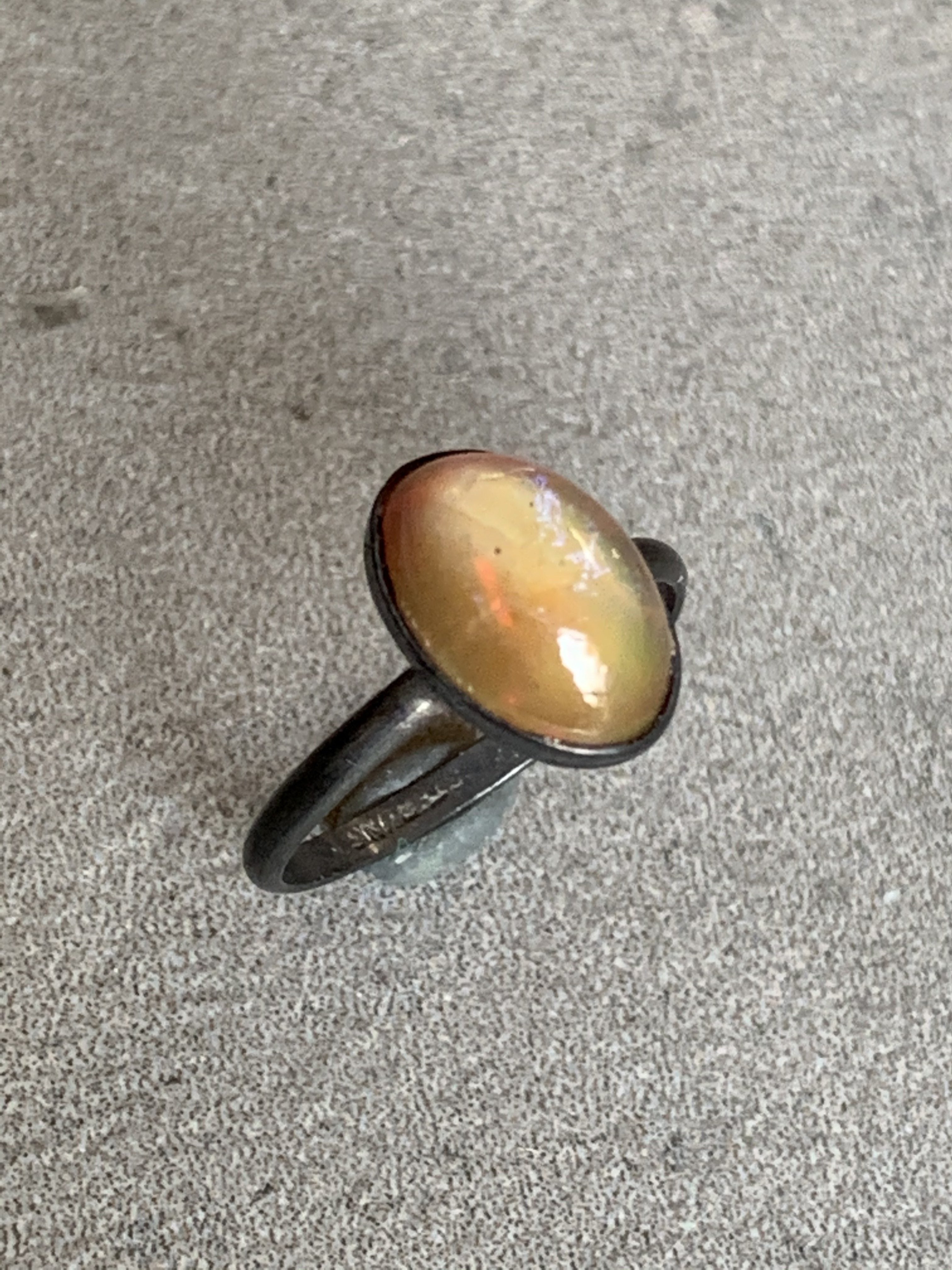 Vintage Sterling Dragon Glass Ring