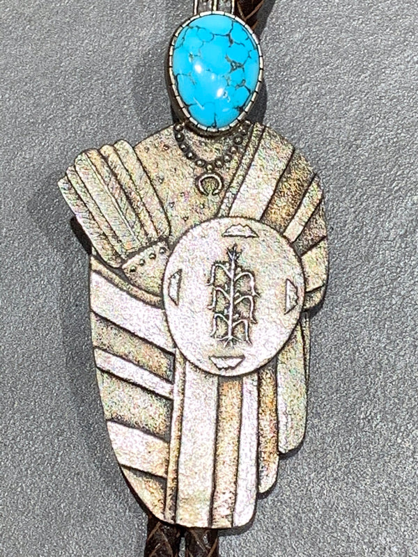 Darryl Dean Begay Navajo Natural Turquoise Sterling Silver Bolo
