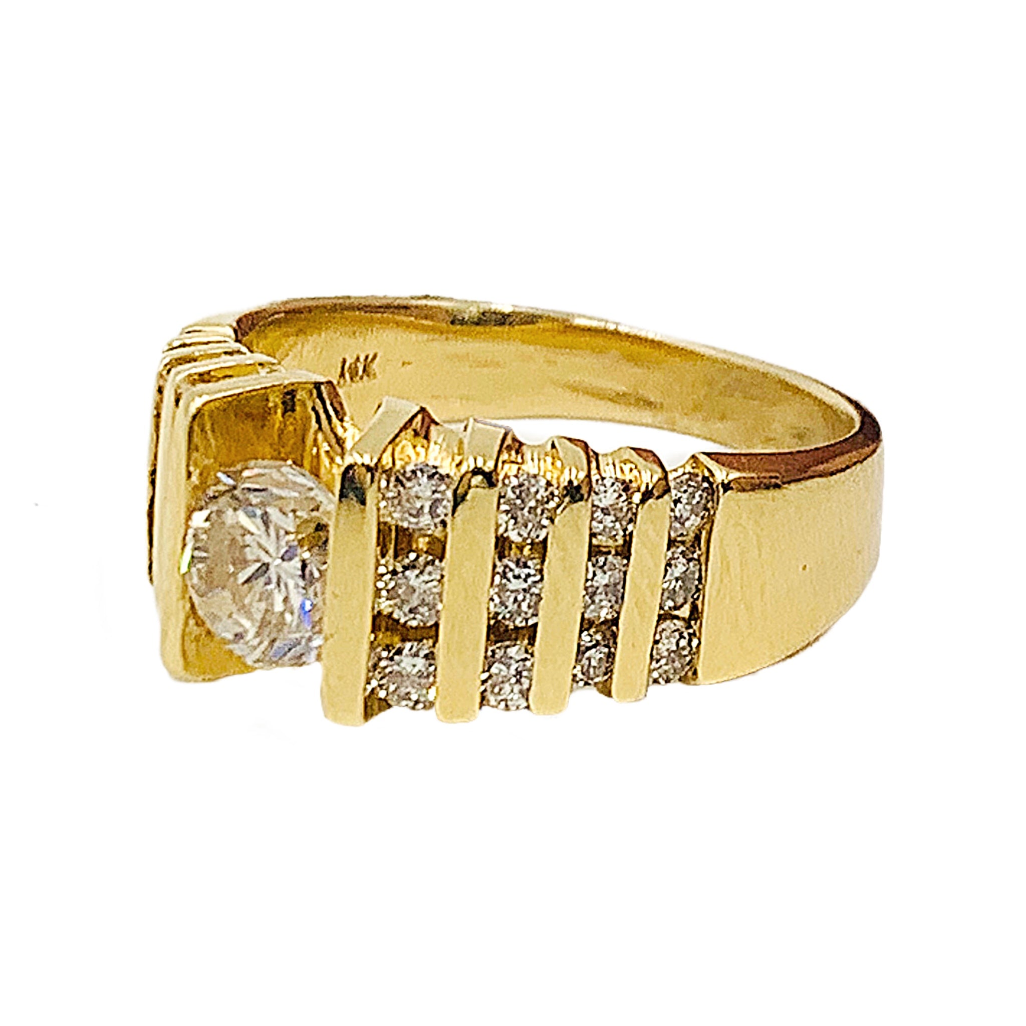 0.75ct center 14k yellow gold diamond ring 1.25ctw