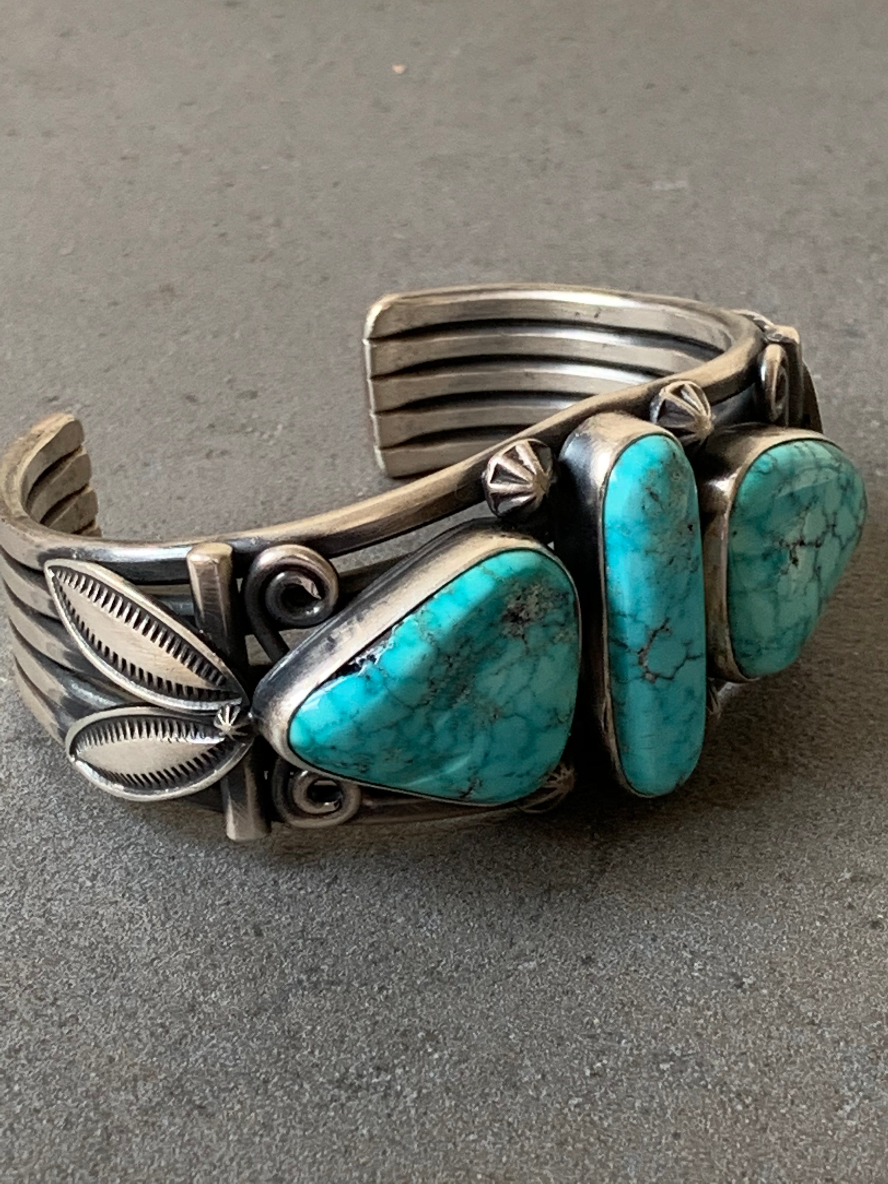 Gary Reeves Navajo Natural Turquoise Sterling Silver Cuff