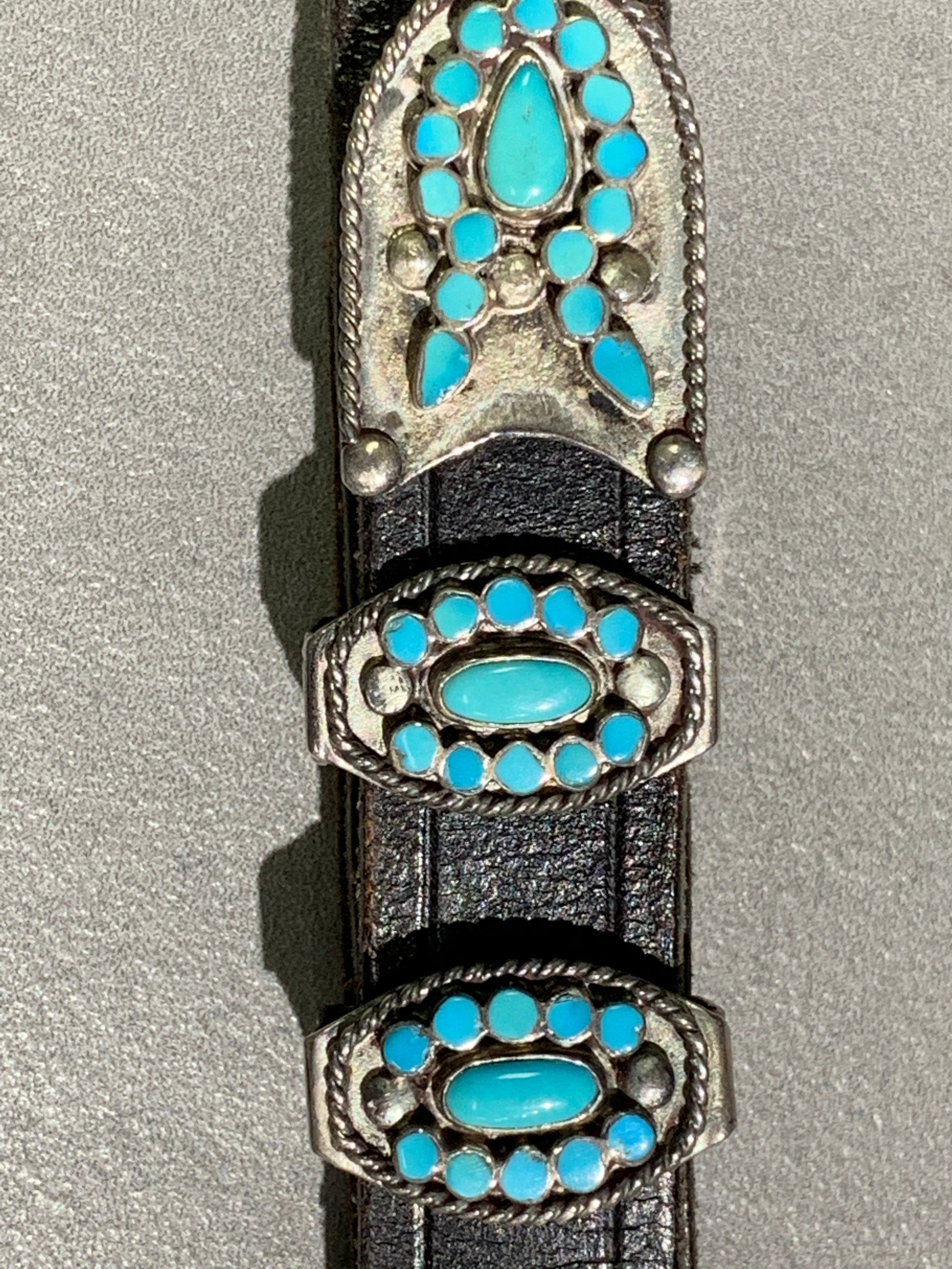 Virgil Dishta Sr. Zuni Turquoise Sterling Silver Ranger Set