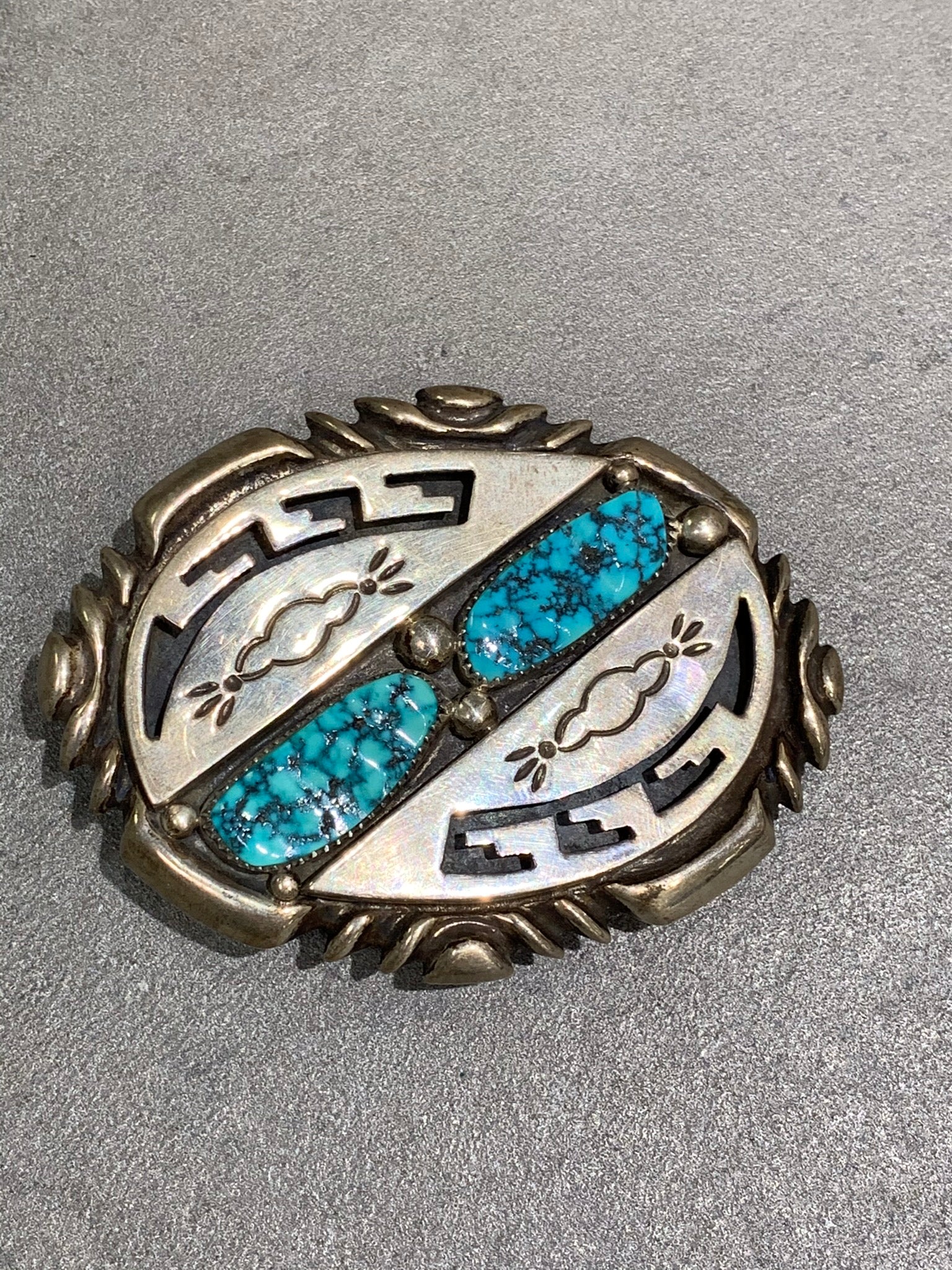 Wilson Begay Navajo Natural Turquoise Sterling Silver Buckle