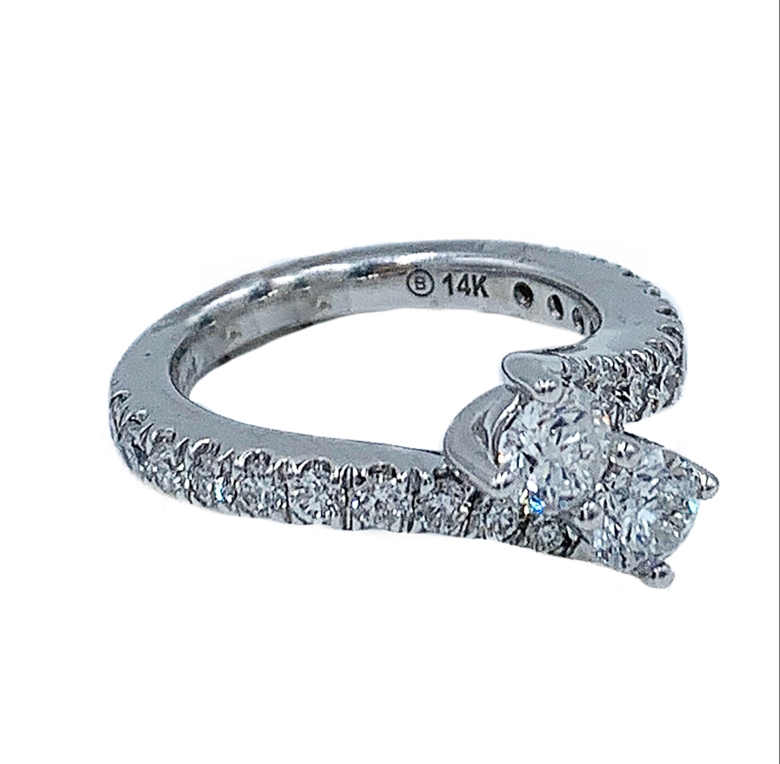 1.00ctw 14kt white gold two-stone “forever us” diamond engagement ring