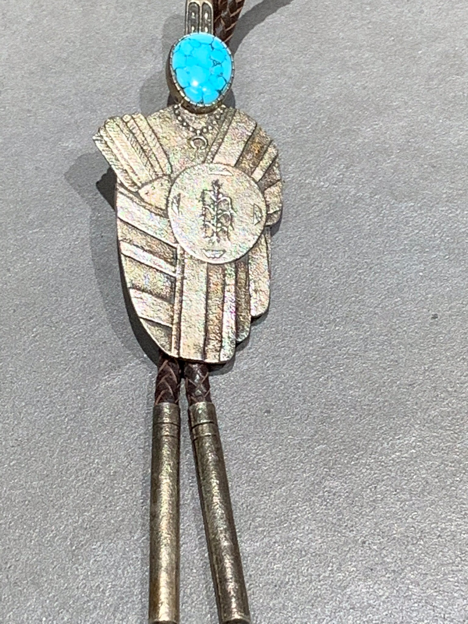 Darryl Dean Begay Navajo Natural Turquoise Sterling Silver Bolo