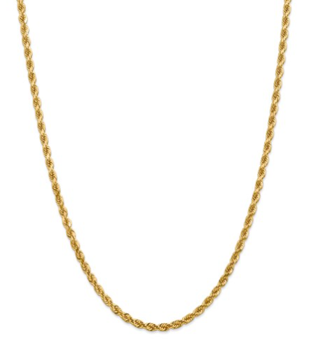 Solid Diamond Cut Rope Chain 10k