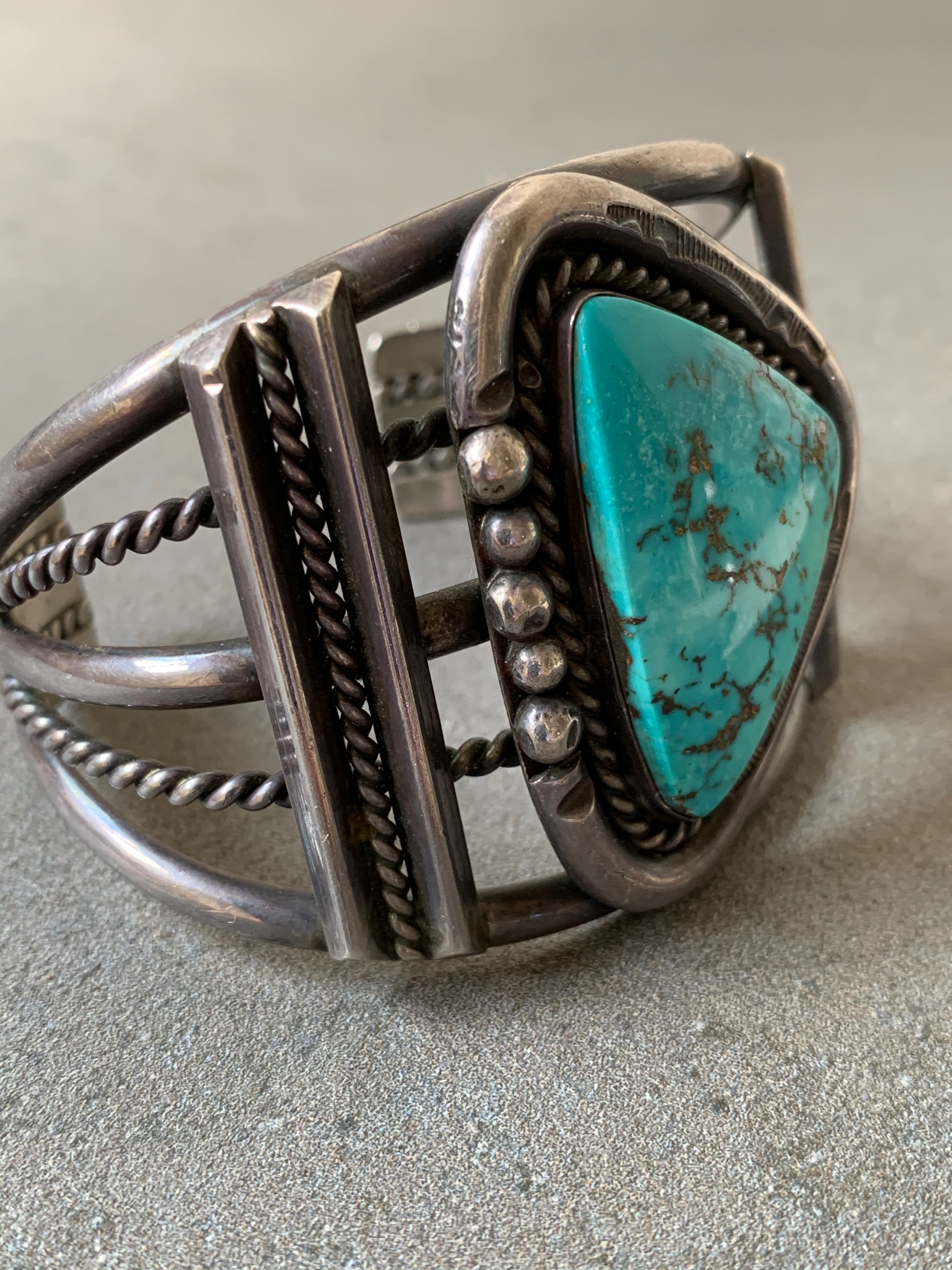 Natural Turquoise Sterling Silver Cuff Navajo,Hand Made