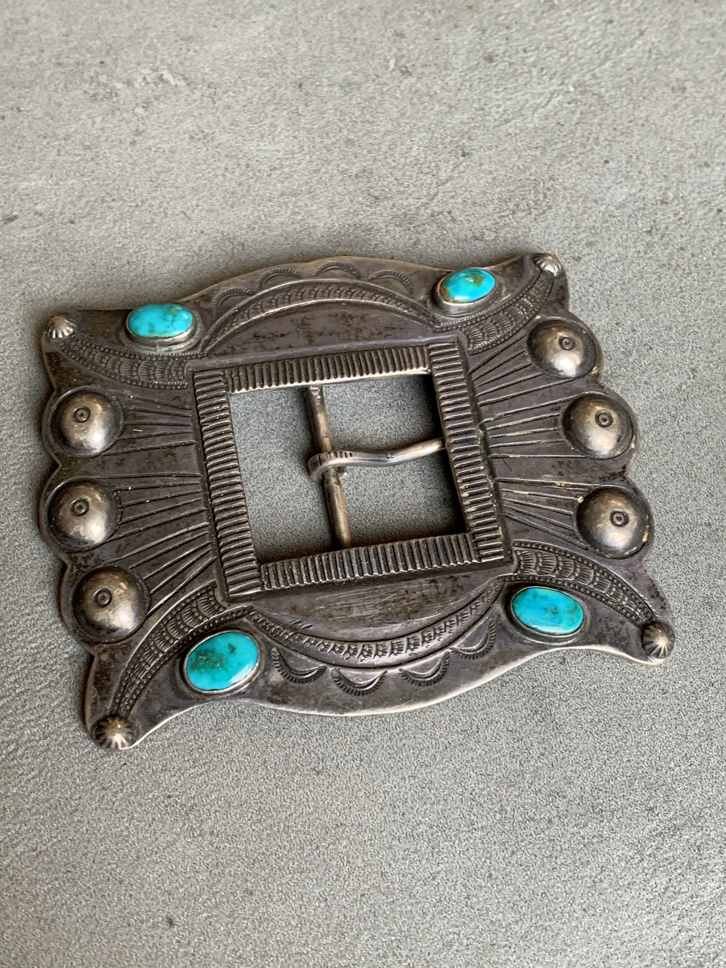 Vintage Navajo Guild Turquoise Belt Buckle