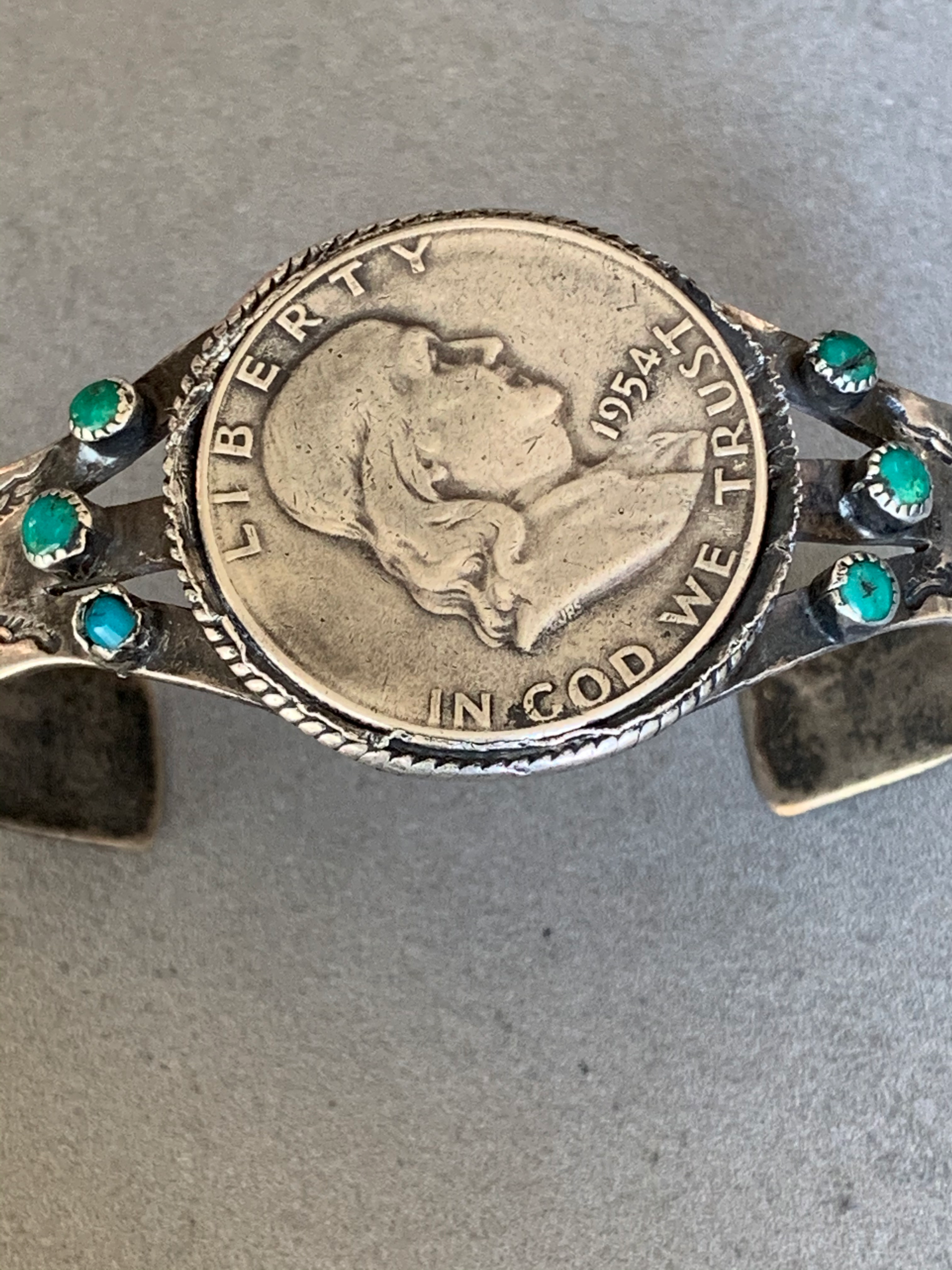 Sterling Bracelet with Franklin Coin Turquoise