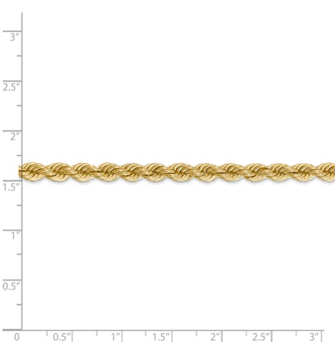 Solid Diamond Cut Rope Chain 10k 5mm 28"