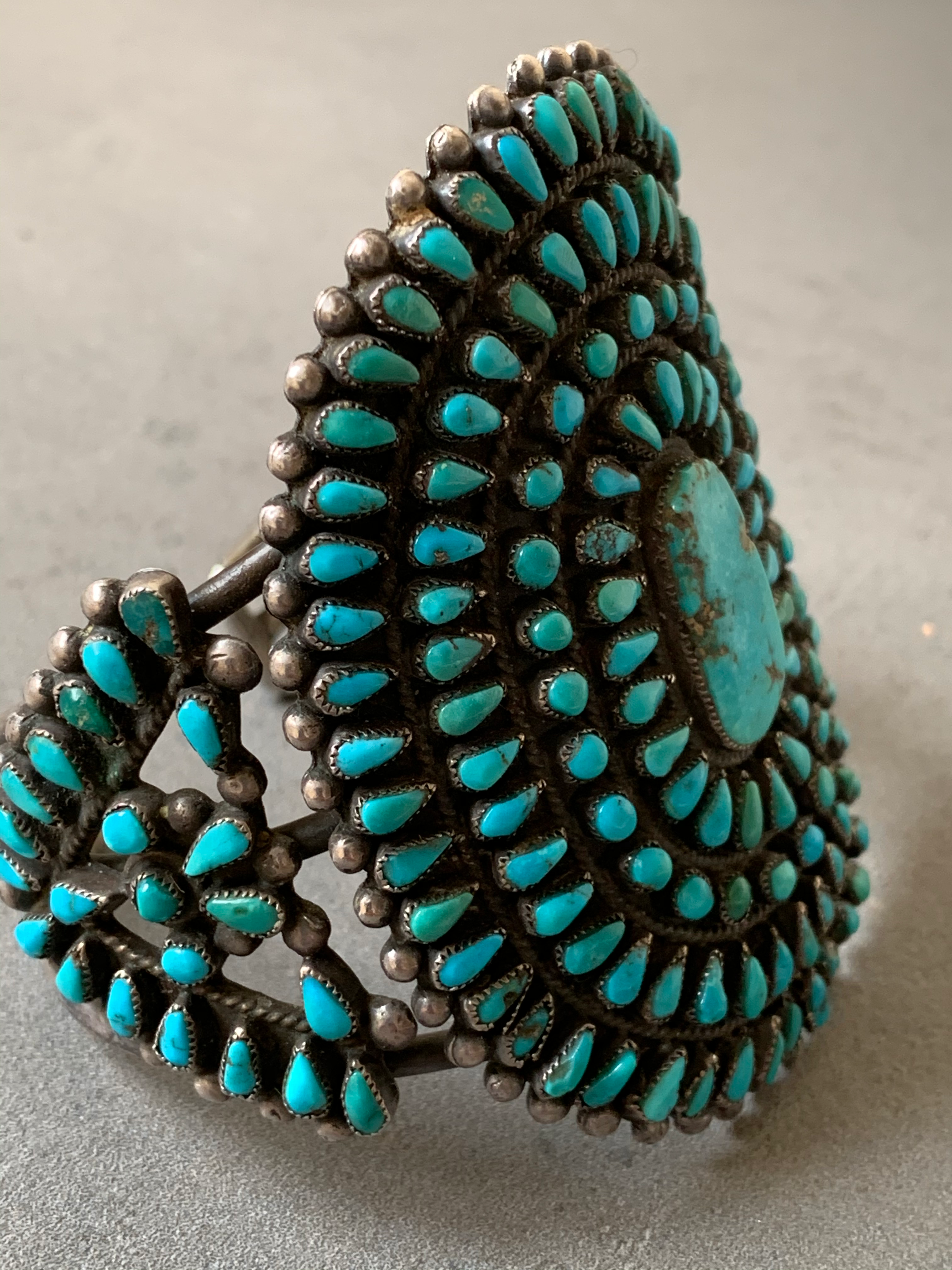 Vintage Sterling Silver Turquoise Cluster Bracelet