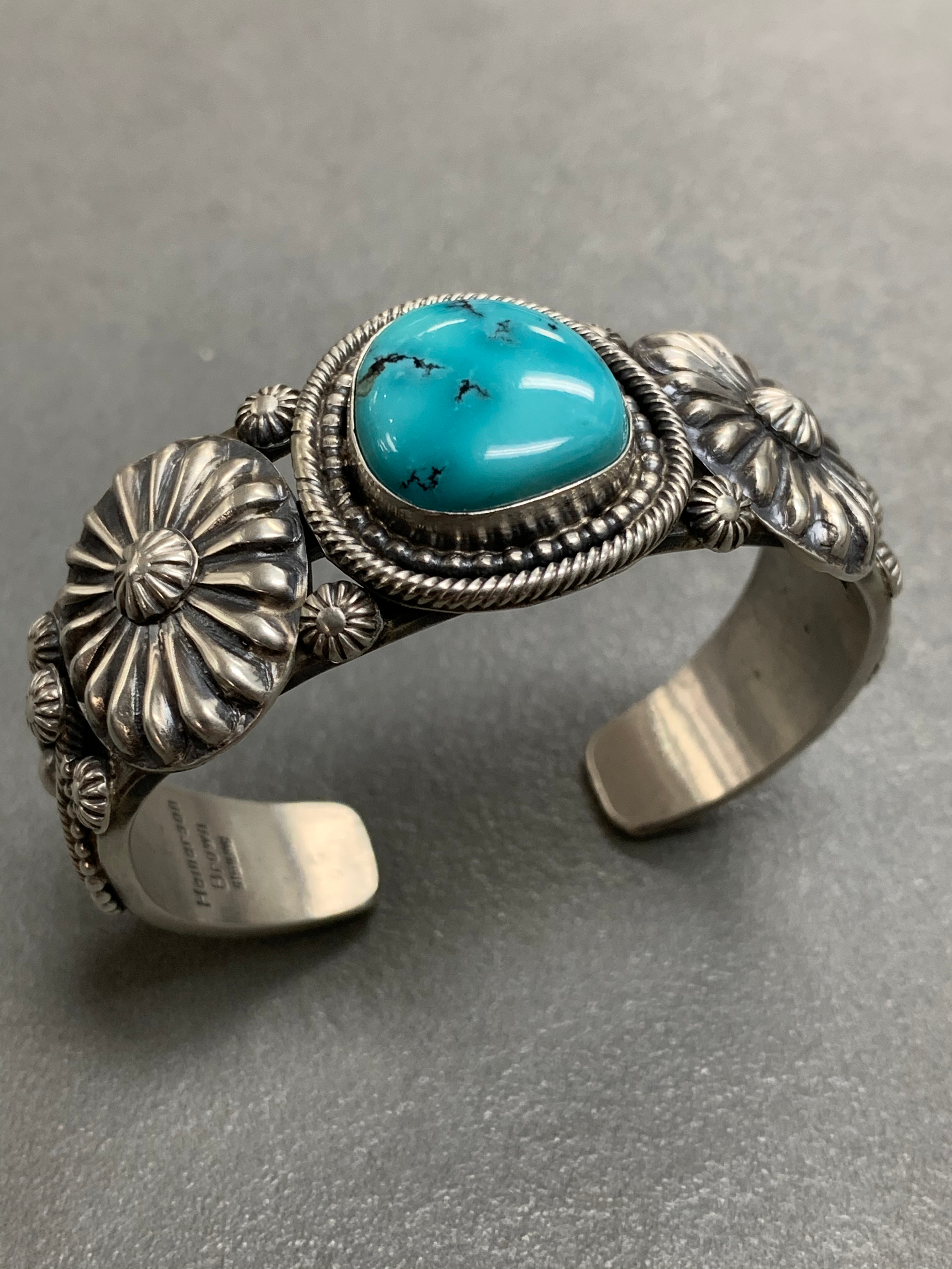 Hemerson Brown Navajo Sterling Silver Turquoise Cuff