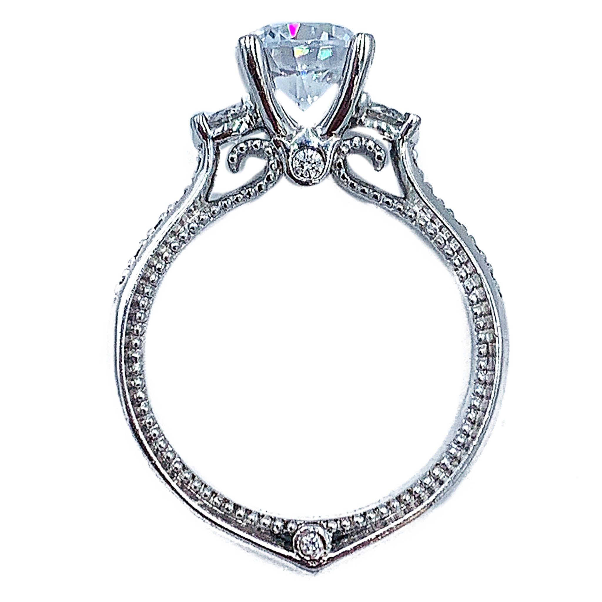 1.50CTW 18kt Verragio white gold diamond engagement ring w/ 1.00 CT center diamond