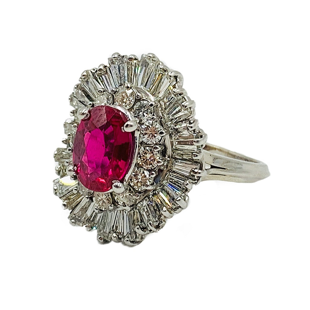 2.75ctw 14kt Lab Grown Ruby & Natural Diamond Ring GIA CERTIFIED
