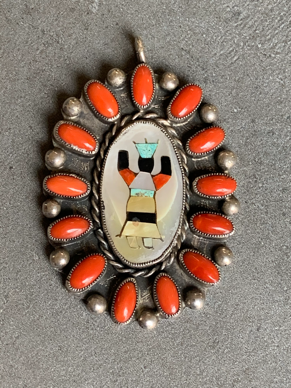 Roland Hogan Begay Natural Mediterranean Coral Pendant