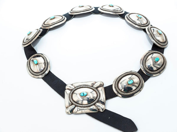 Frank Patania Sr. Sterling Turquoise Concho Belt