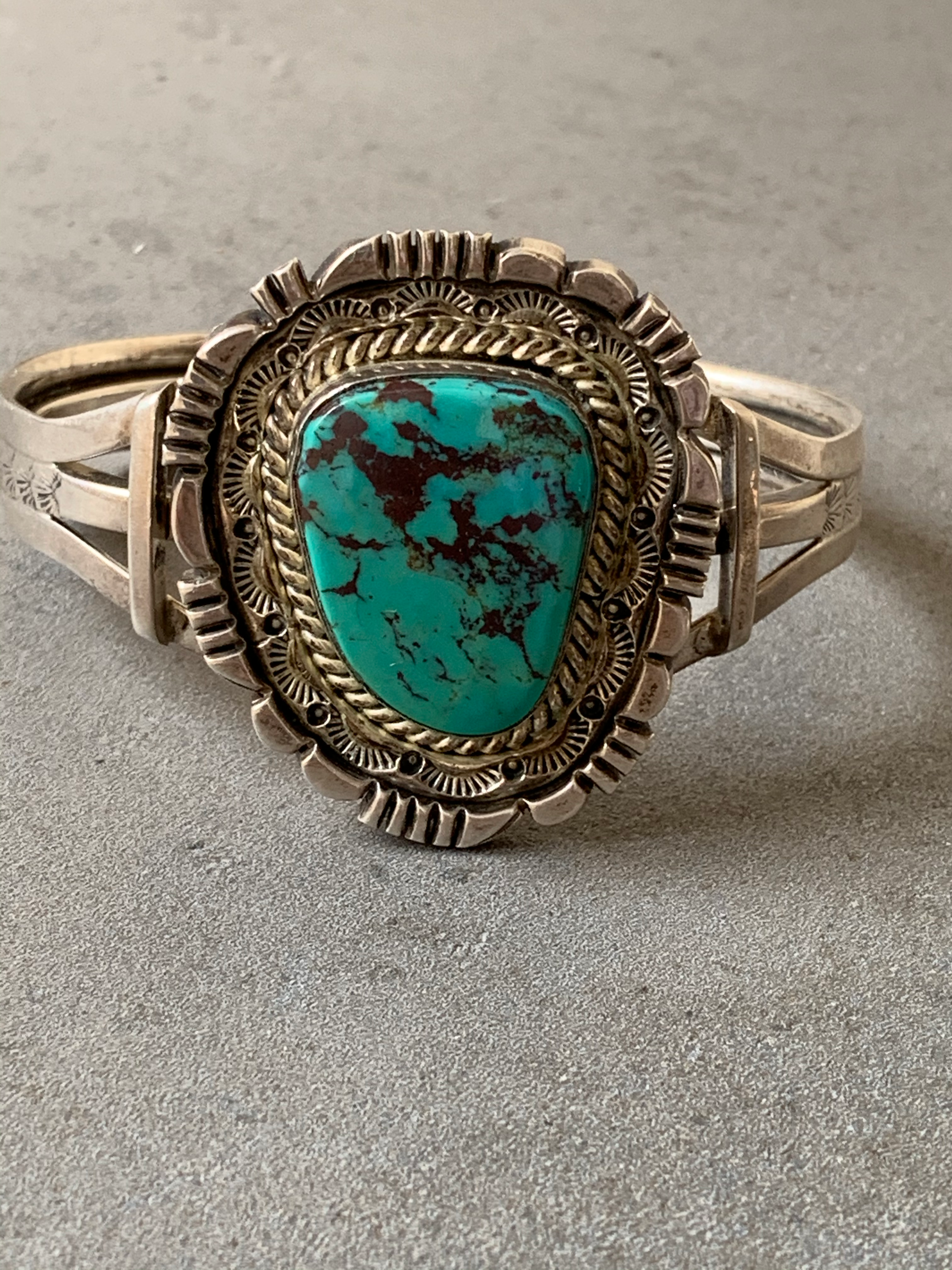 Wesley Craig Navajo IHMSS Turquoise Sterling Silver Cuff