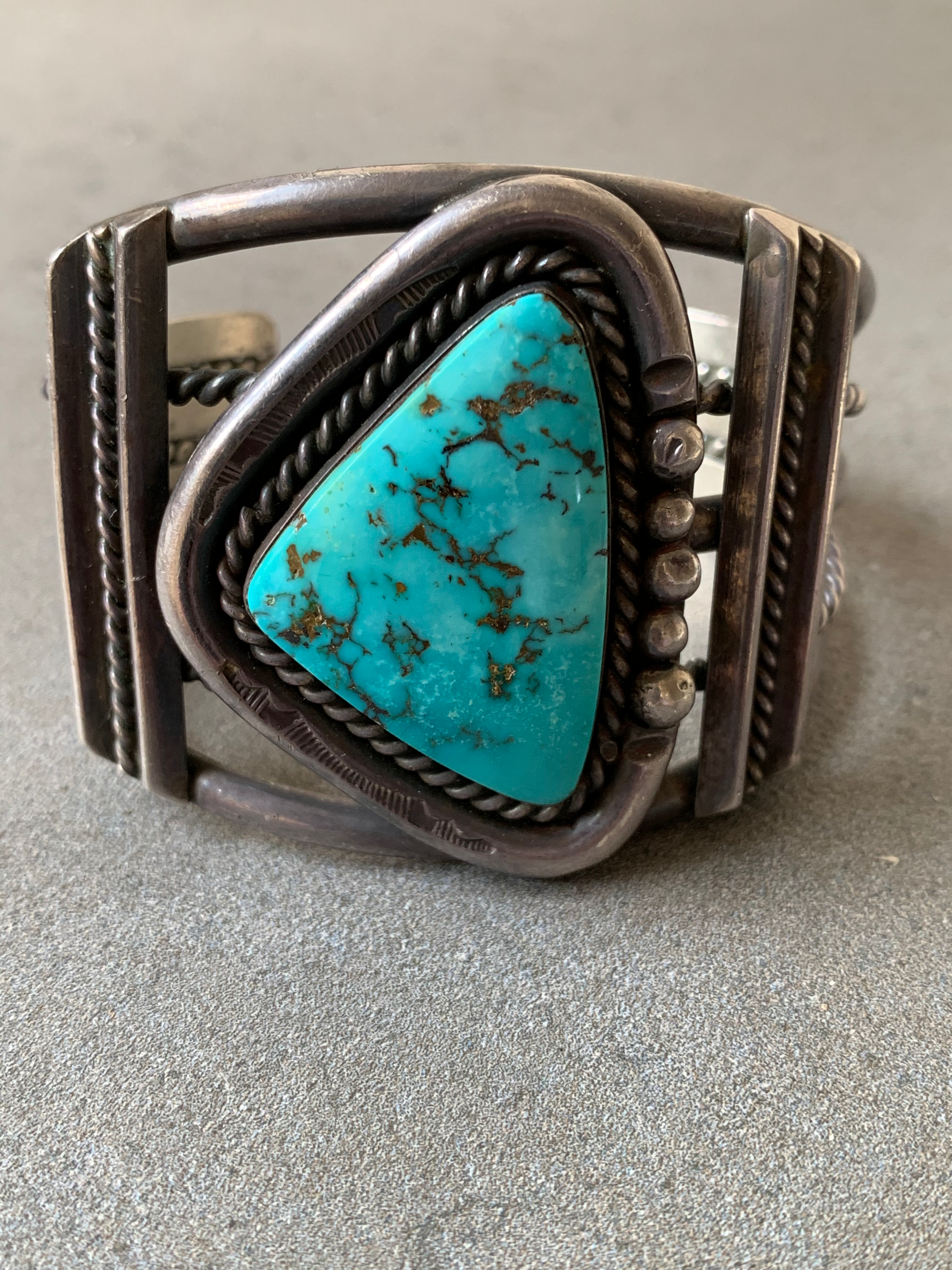 Natural Turquoise Sterling Silver Cuff Navajo,Hand Made