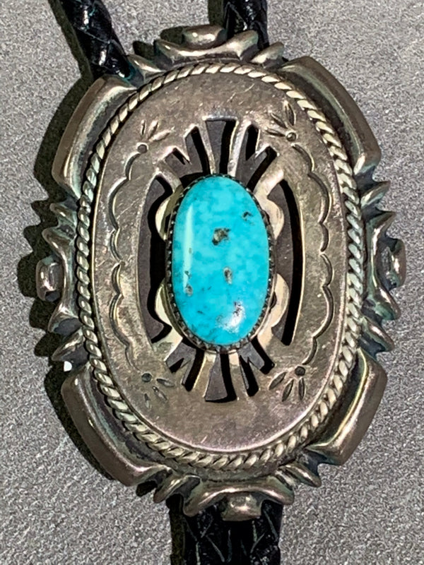 Wilson Begay Navajo Sterling Silver Turquoise Bolo