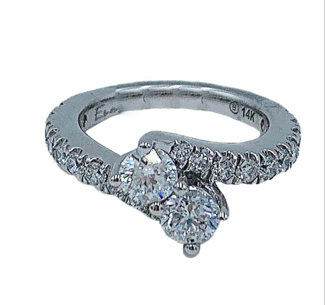 1.00ctw 14kt white gold two-stone “forever us” diamond engagement ring