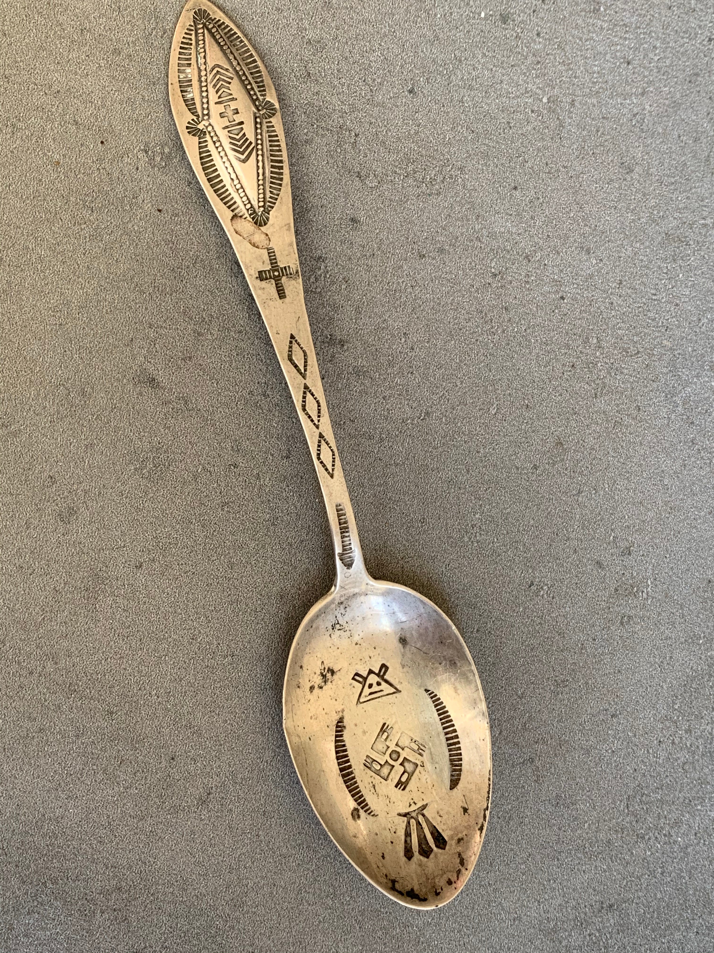 Native American Sterling Turquoise Hand Made Spoon