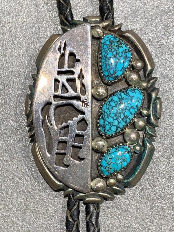 Wilson Begay Navajo Natural Turquoise Sterling Silver Bolo