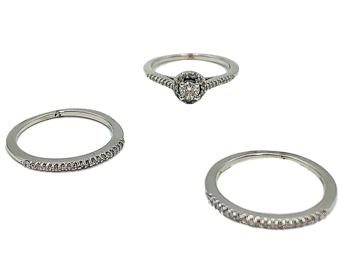 1/2 CTW 14kt white gold diamond bridal three-ring set