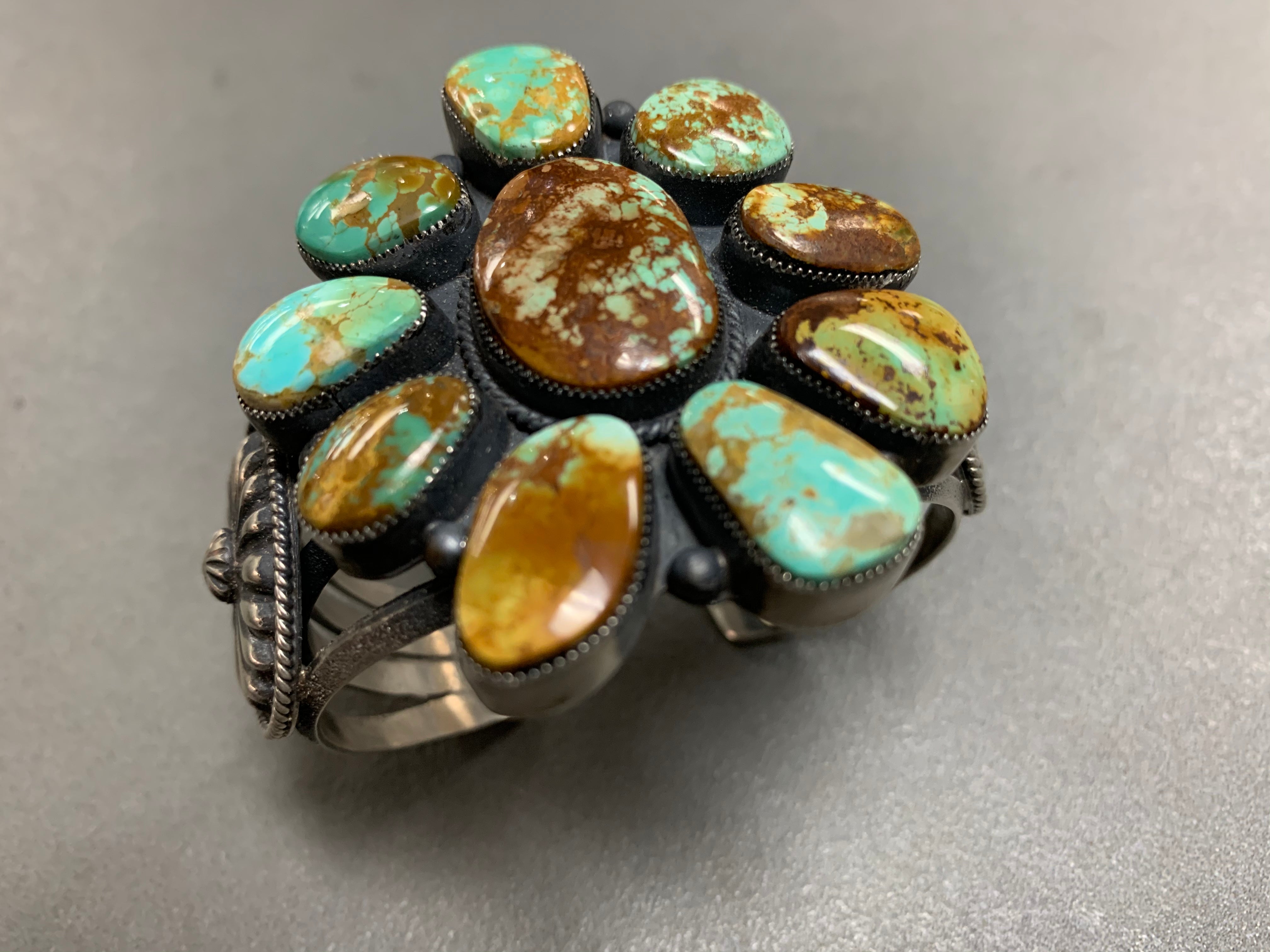 Hemerson Brown Navajo Sterling Silver Turquoise Cuff Bracelet