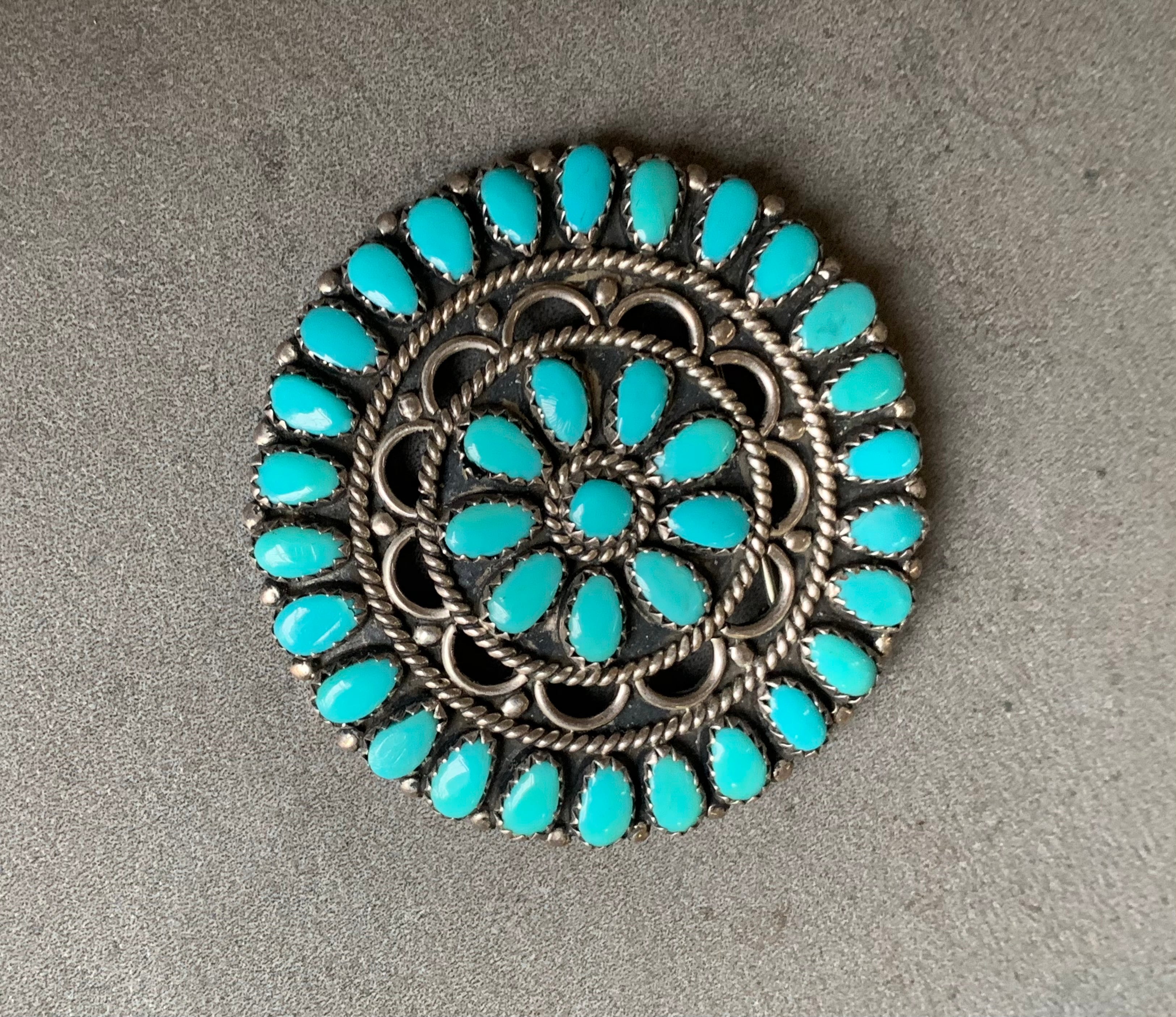 Larry Moses Begay Navajo Sterling Turquoise Pin/Pendant