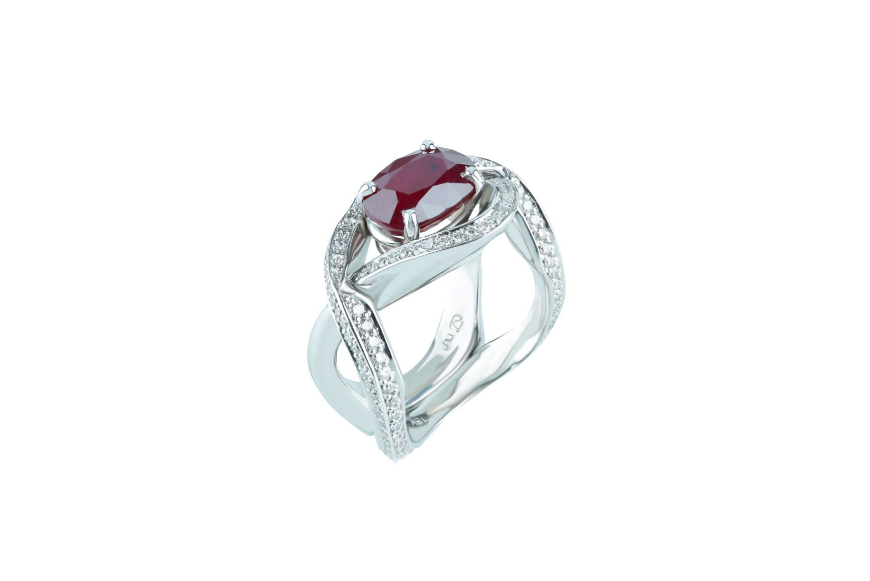 AIG Certified Natural 3.72 ctw Oval Ruby and Diamond Ring 18k