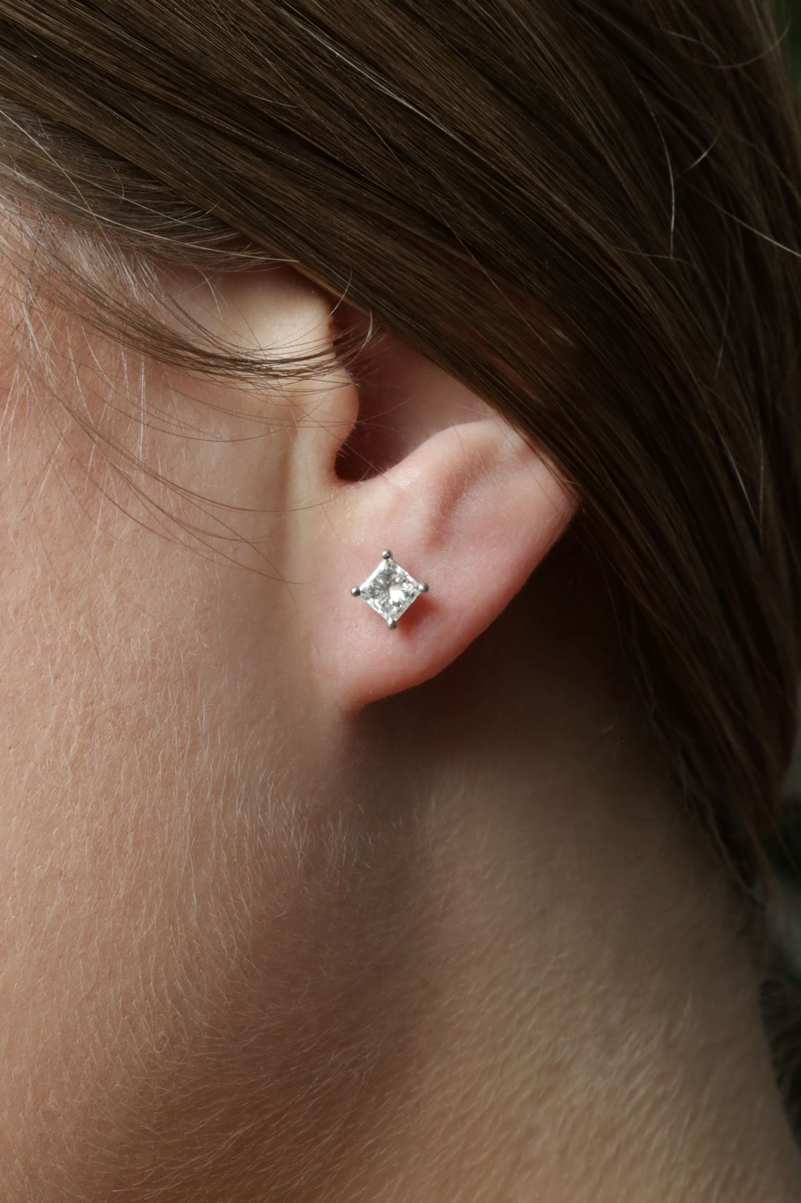 1.04 ctw Princess Cut Diamond Stud Earrings